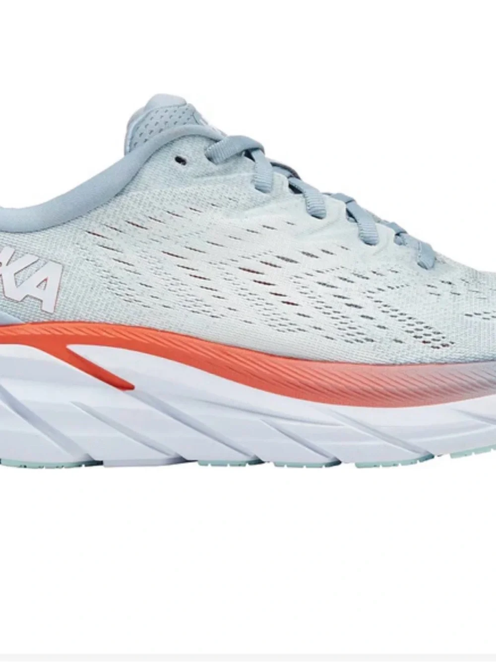 Hoka Women's Blue Fog Plein Air Running Shoe with Coral Stripe size 9